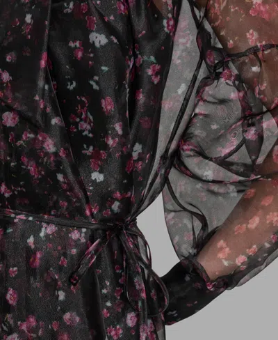 Bcbg Women's Floral Puff Long Sleeves Dress In Black