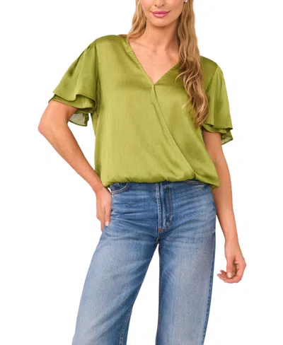 Vince Camuto Women's Tulip Sleeve Wrap Top In Green
