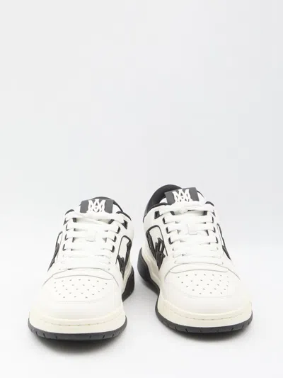 Amiri White Low Top Sneakers With Logo Patch On The Side And Contrasting Heel With Logo Lettering In Leath In Multi
