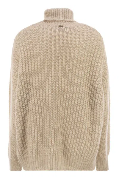 Herno Wool And Alpaca Turtleneck Jumper In Neutral