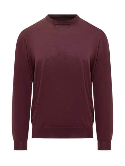 Filippo De Laurentiis Bordeaux Wool Crew Neck Sweater In Pink