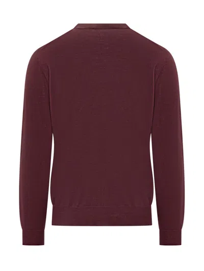 Filippo De Laurentiis Bordeaux Wool Crew Neck Sweater In Pink