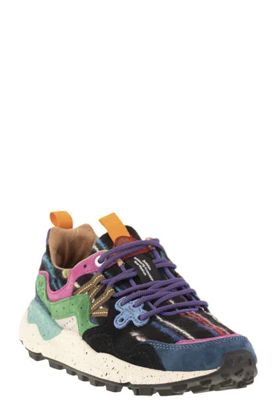 Flower Mountain Yamano 3 - Sneakers In Suede And Technical Fabric In Multi