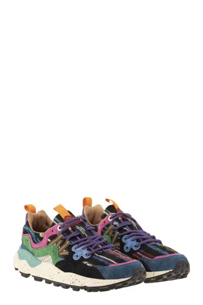 Flower Mountain Yamano 3 - Sneakers In Suede And Technical Fabric In Multi