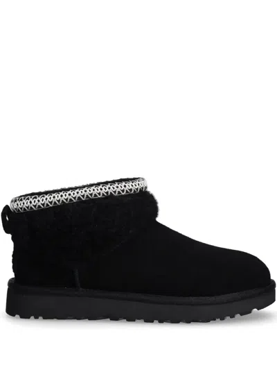 Ugg Womens Classic Ultra Mini Maxi Curly Boots In Black