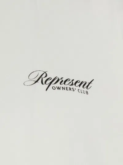 Represent White Crewneck T-shirt With With Front And Back Owners Club Print In Cotton Man In White