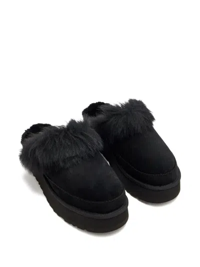 Ugg Disquette Chalet Suede And Sheepskin Slippers In Black