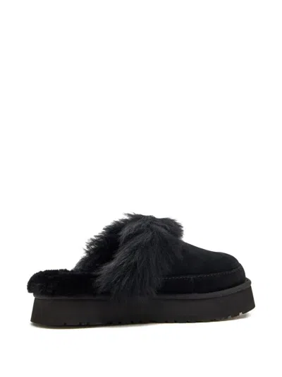 Ugg Disquette Chalet Suede And Sheepskin Slippers In Black