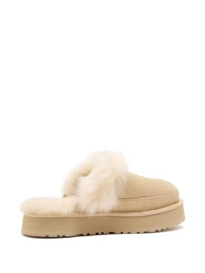Ugg Chalet Beige Ankle Boots With Fur Design In Suede Woman In Sand