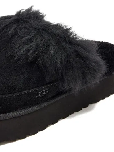 Ugg Disquette Chalet Suede And Sheepskin Slippers In Black