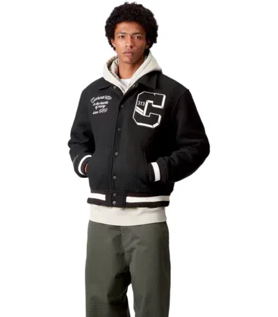Carhartt Wip World Class Black Varsity Jacket In Gray