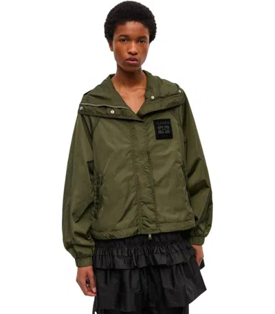 Ganni Flyweight Nylon Jacket Kalamata In Green