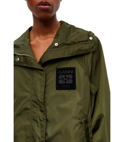 Ganni Flyweight Nylon Jacket Kalamata In Green