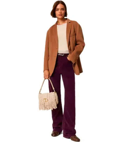 Twinset Corduroy Purple Pants In Purple