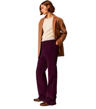 Twinset Corduroy Purple Pants In Purple