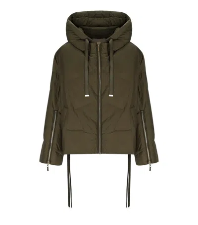 Twinset Military Green Hooded Jacket In Green