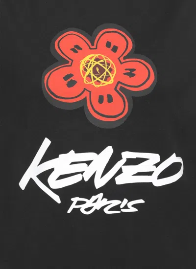 Kenzo Futura Graphic Print Boke Flower T-shirt In Black