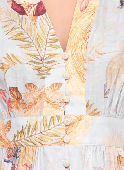Zimmermann Ascension Plunge Floral Mini Dress In Neutral
