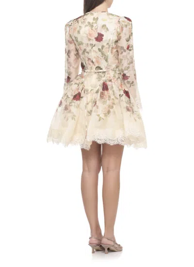 Zimmermann Womens Cream Cascade Hypnotic Lace Linen And Silk Mini Dress In Multi