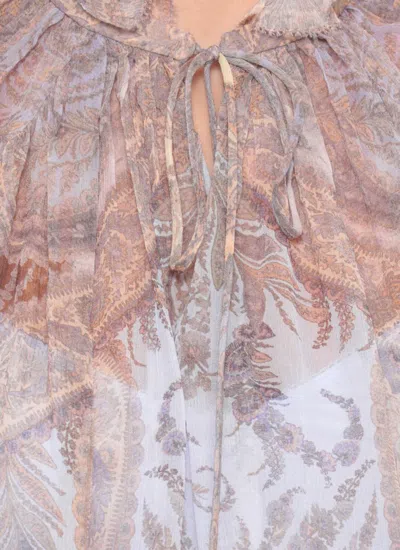 Zimmermann Blusa Hypnotic In Crepe Stampato   Donna In Blue