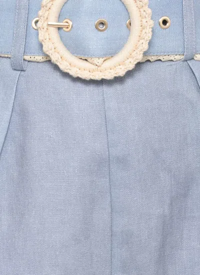 Zimmermann Printed Linen Cascadian Shorts In Blue