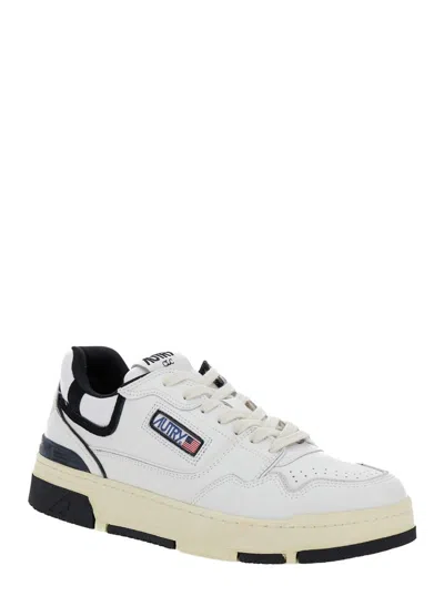 Autry White Low Top Sneakers With Black Details And Logo Patch In Leather And Suede Man In Gray
