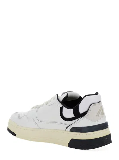 Autry White Low Top Sneakers With Black Details And Logo Patch In Leather And Suede Man In Gray