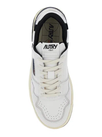 Autry White Low Top Sneakers With Black Details And Logo Patch In Leather And Suede Man In Gray
