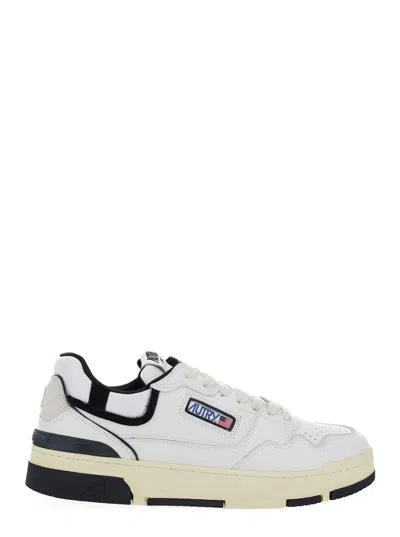 Autry White Low Top Sneakers With Black Details And Logo Patch In Leather And Suede Man In Gray