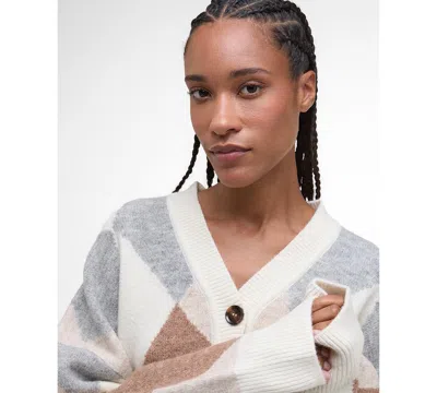 Barbour Silvia Diamond Jacquard Wool Blend Cardigan In Multi