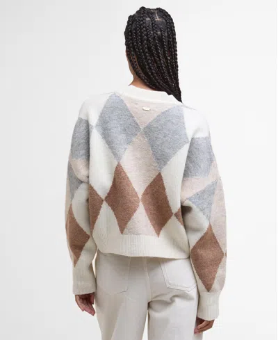 Barbour Silvia Diamond Jacquard Wool Blend Cardigan In Multi