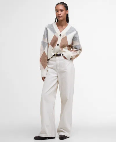 Barbour Silvia Diamond Jacquard Wool Blend Cardigan In Multi