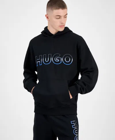 Hugo Boss Nogudi Long-sleeve Logo Graphic Hoodie In Black