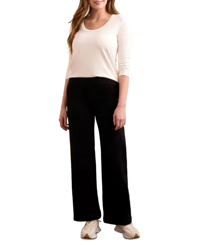 Tribal Audrey Boundless Stretch Denim Pull On Flare Jeans In Black In Black