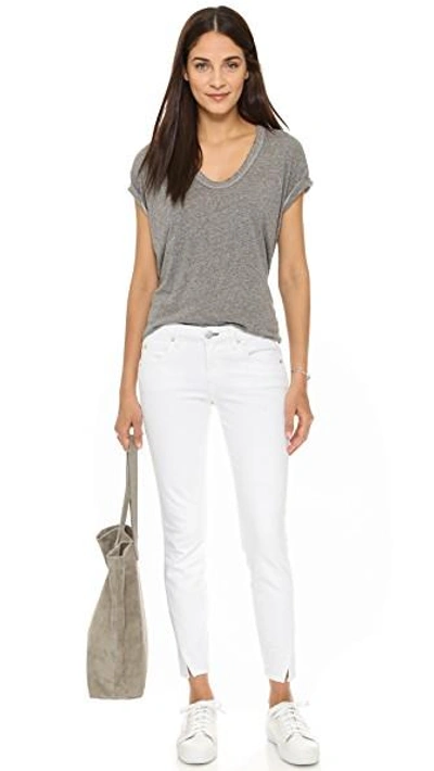 Shop Amo Twist Side Slit Jeans In Sea Salt