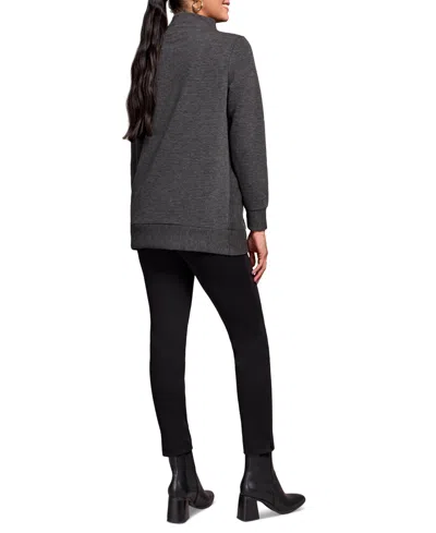 Tribal Women's Long Sleeve V Neck Top In Gray