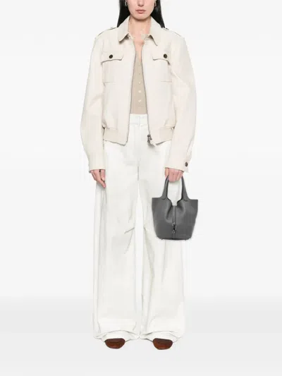 Pre-owned Hermes 2013 Clemence Picotin Lock 22 Handbag In Gray