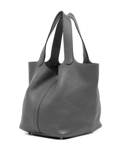 Pre-owned Hermes 2013 Clemence Picotin Lock 22 Handbag In Gray