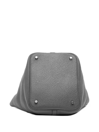 Pre-owned Hermes 2013 Clemence Picotin Lock 22 Handbag In Gray