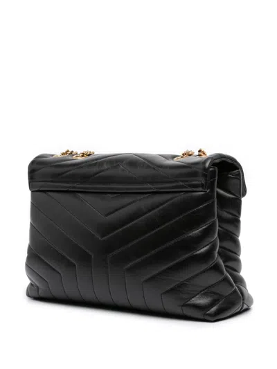 Pre-owned Saint Laurent 2020 Medium Matelasse Leather Loulou Shoulder Bag In Black