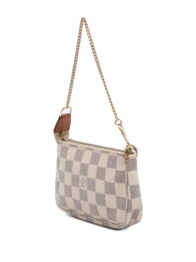 Pre-owned Louis Vuitton 2007 Damier Azur Mini Pochette Accessoires Handbag In White