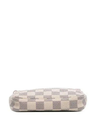 Pre-owned Louis Vuitton 2007 Damier Azur Mini Pochette Accessoires Handbag In White