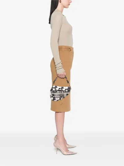 Pre-owned Dior 2021 Embroidered Canvas Stars Saddle Bag Shoulder Bag In Black