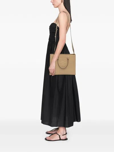 Pre-owned Prada 2013-2025 Large Saffiano Lux Embossed Logo Convertible Tote Satchel In Brown