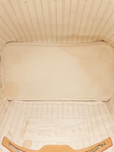 Pre-owned Louis Vuitton 2010 Damier Azur Neverfull Mm Tote Bag In White