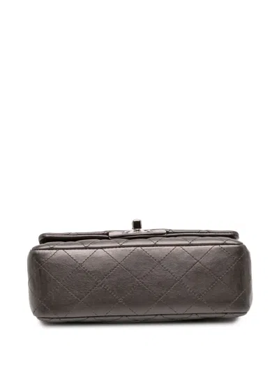 Pre-owned Chanel 2013-2014 Mini Rectangular Classic Metallic Lambskin Single Flap Crossbody Bag In Gray