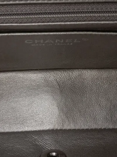 Pre-owned Chanel 2013-2014 Mini Rectangular Classic Metallic Lambskin Single Flap Crossbody Bag In Gray