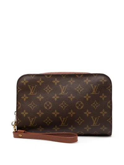 Pre-owned Louis Vuitton 2005 Monogram Orsay Clutch Bag In Brown