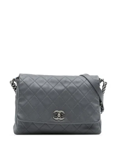 Pre-owned Chanel 2015-2016 Quilted Calfskin Couture Messenger Bag Crossbody Bag In Gray