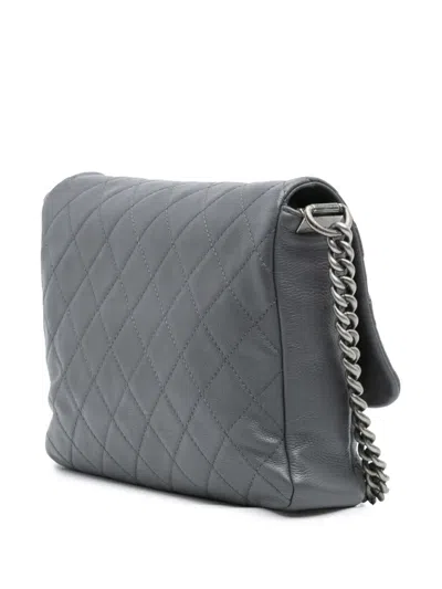 Pre-owned Chanel 2015-2016 Quilted Calfskin Couture Messenger Bag Crossbody Bag In Gray